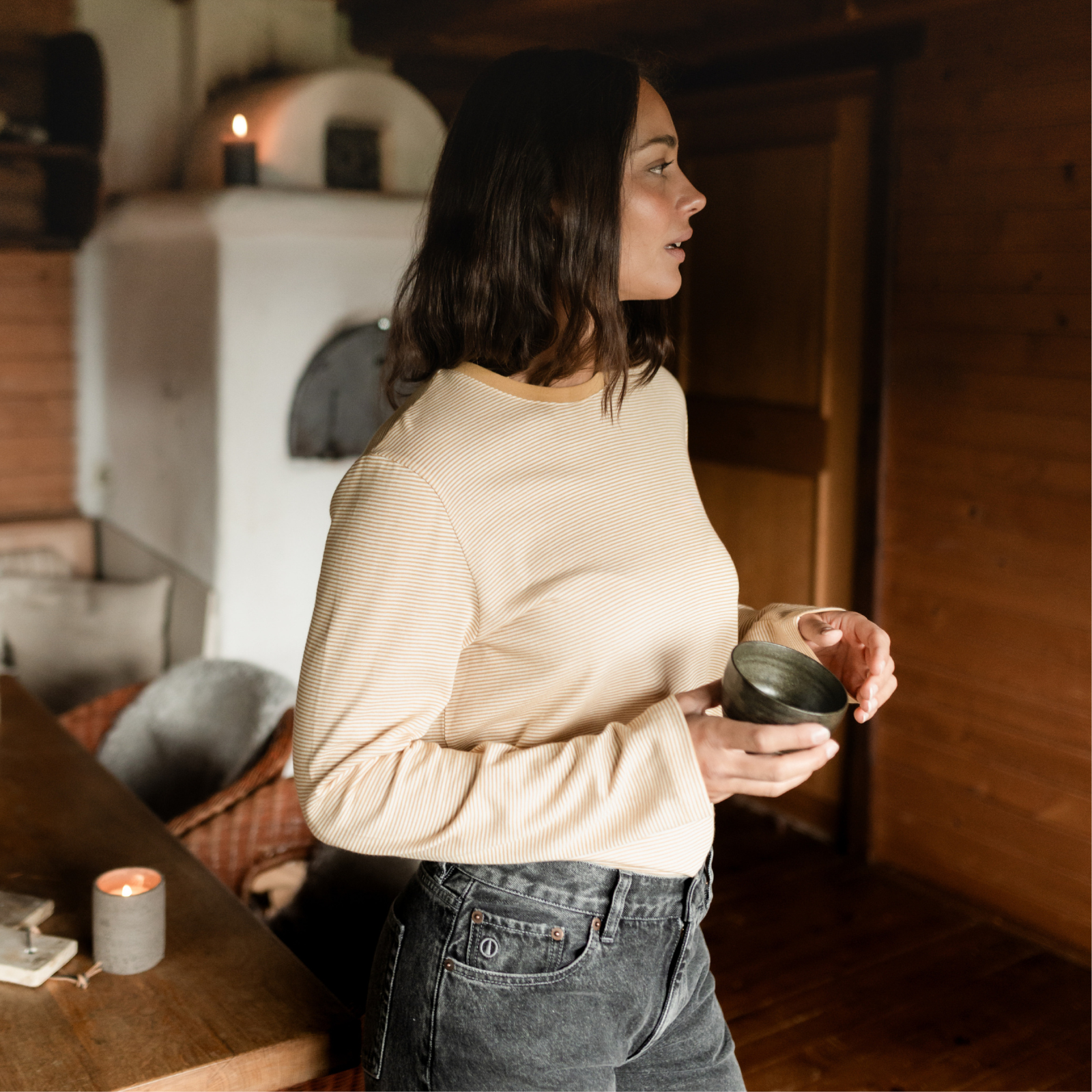 NORDLICHT Alva Oversize Langarmshirt Gelb M Bio-Baumwolle