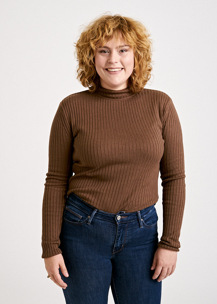 Wijld Rain Drum Rollkragen Strickpullover Damen Lyocell