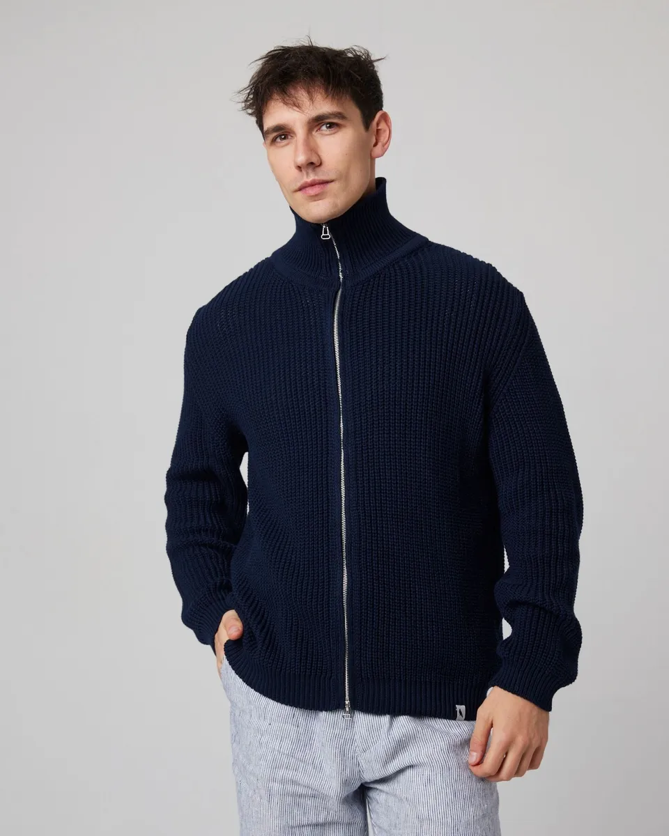Peregrine River Zip Cardigan Ocean Baumwolle