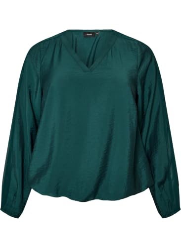 Zizzi Bluse Chiffon Langarm Ponderosa Pine Große Größen