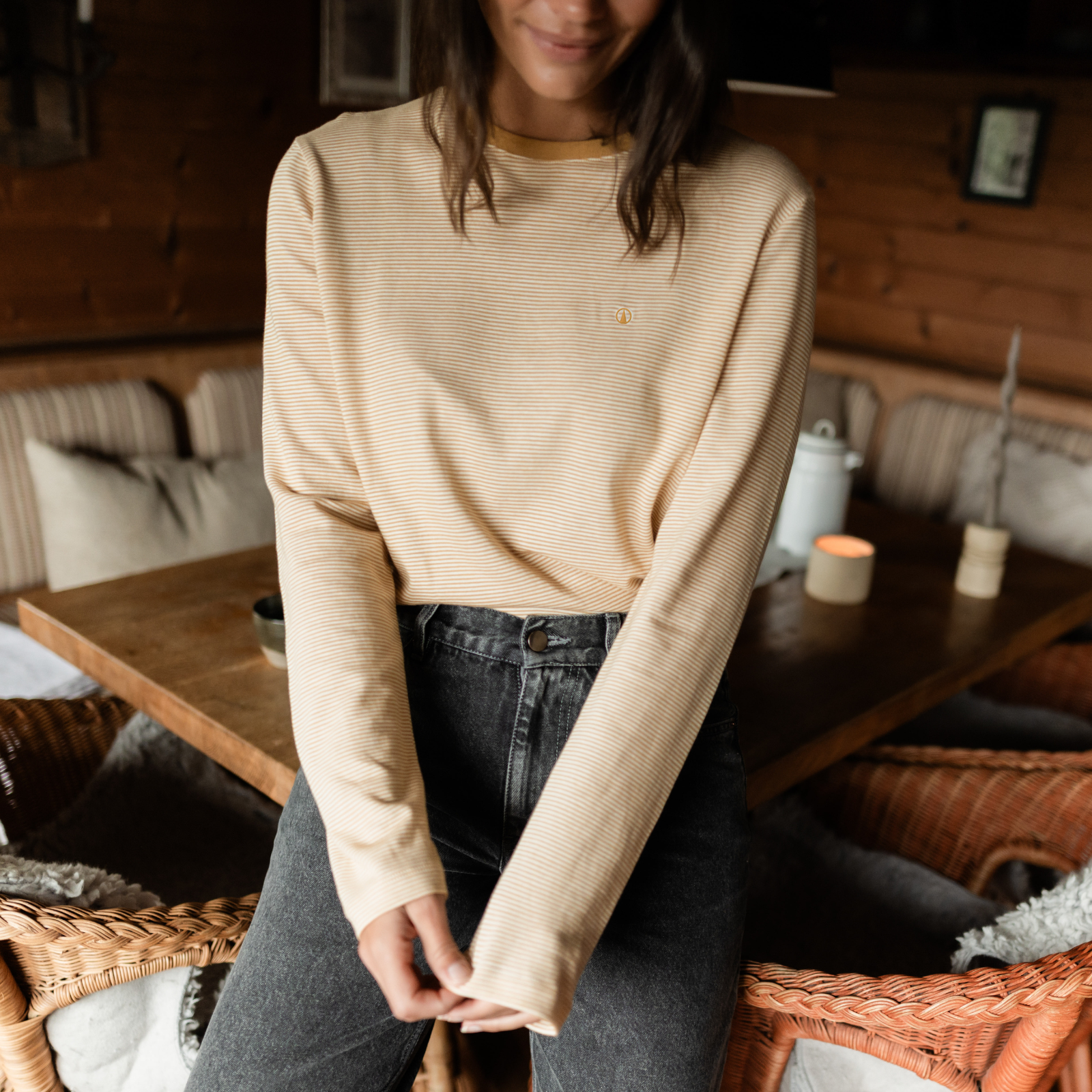 NORDLICHT Alva Oversize Langarmshirt Gelb M Bio-Baumwolle