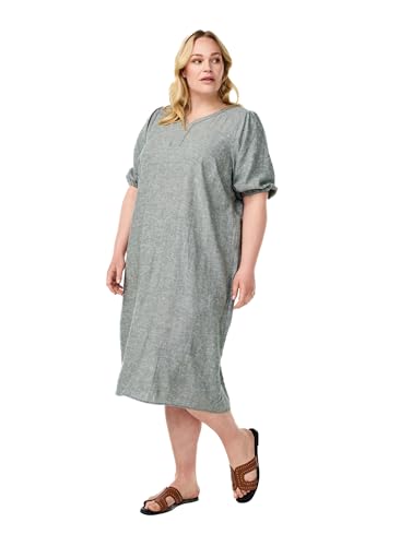Zizzi Dresses Midi-Kleid Viskose Leinen V-Ausschnitt 42-60