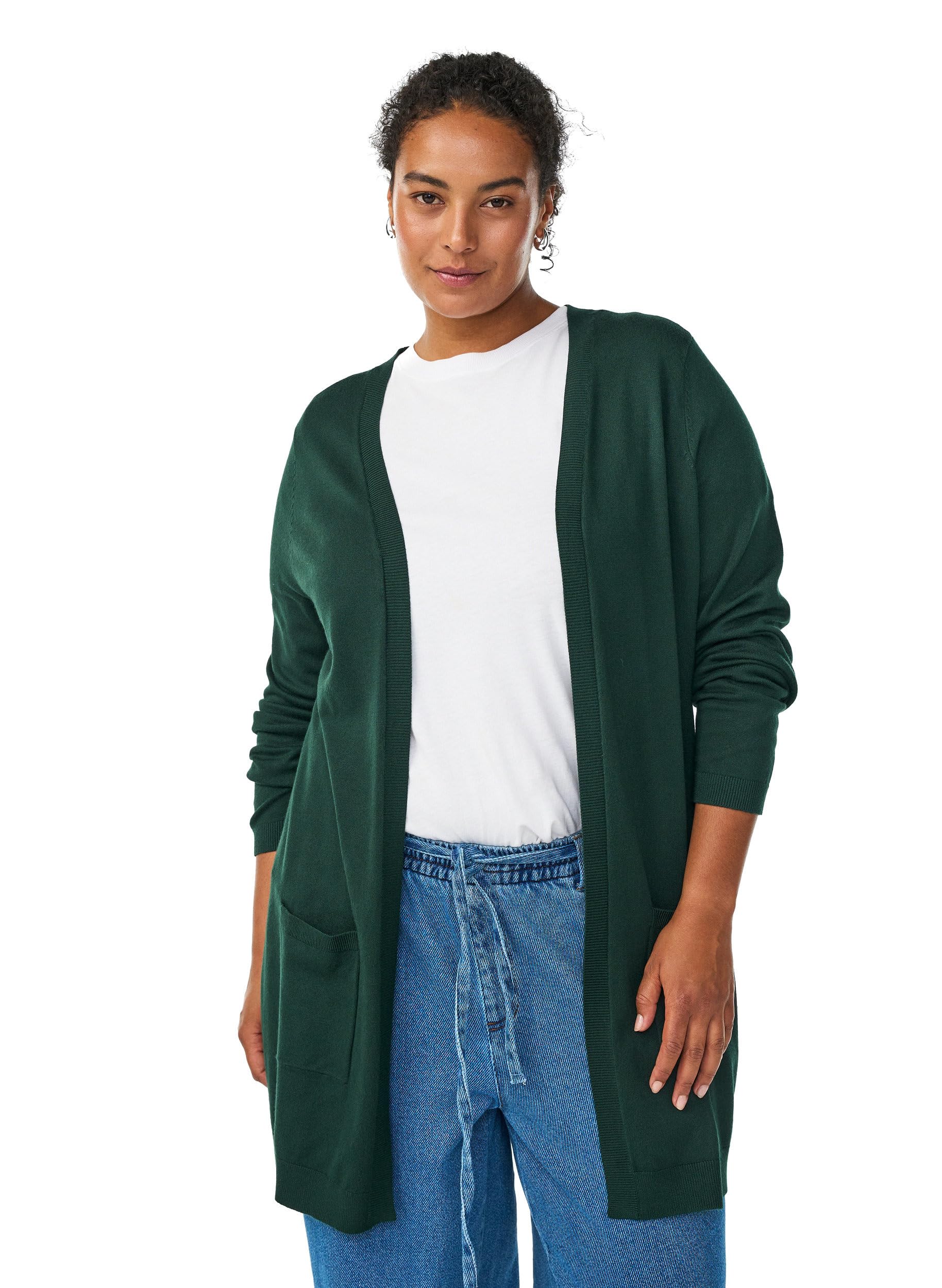 Zizzi Cardigans Strickjacke Damen lang 42-44 Grau