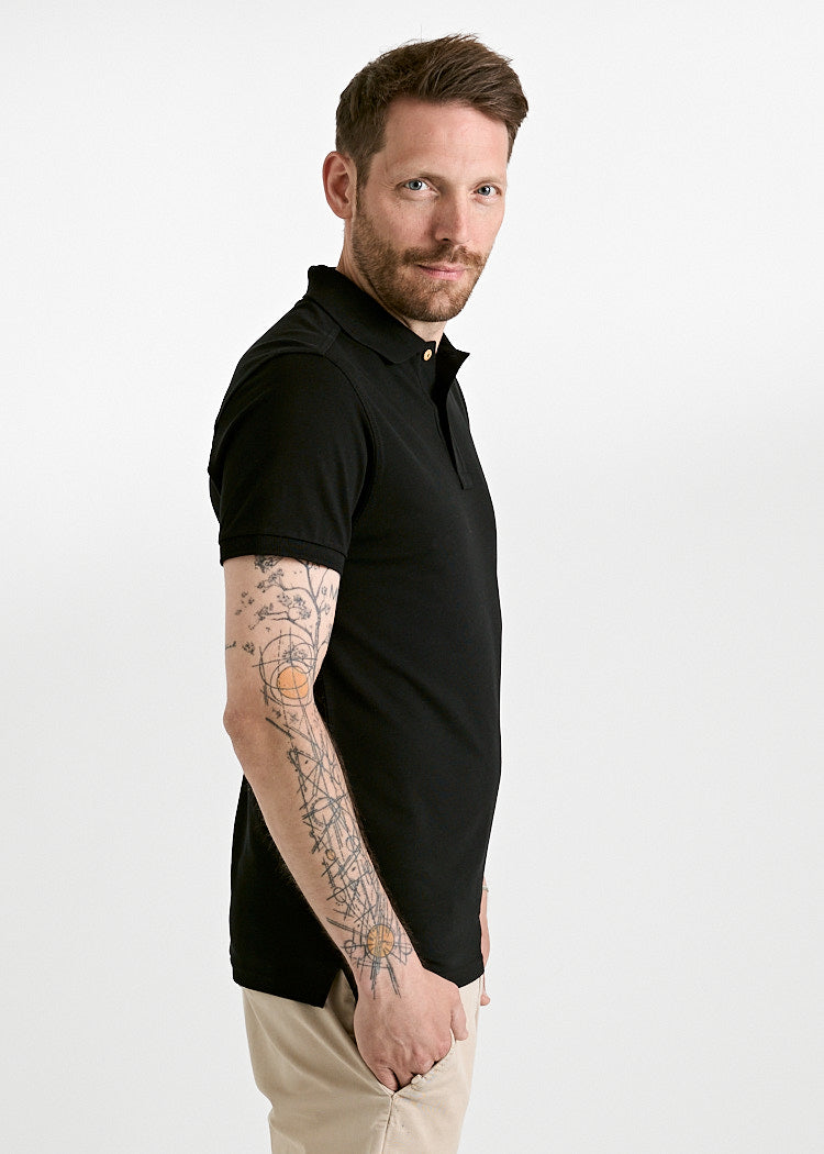 Wijld Paul Polo-Shirt Black Herren Lyocell Regular