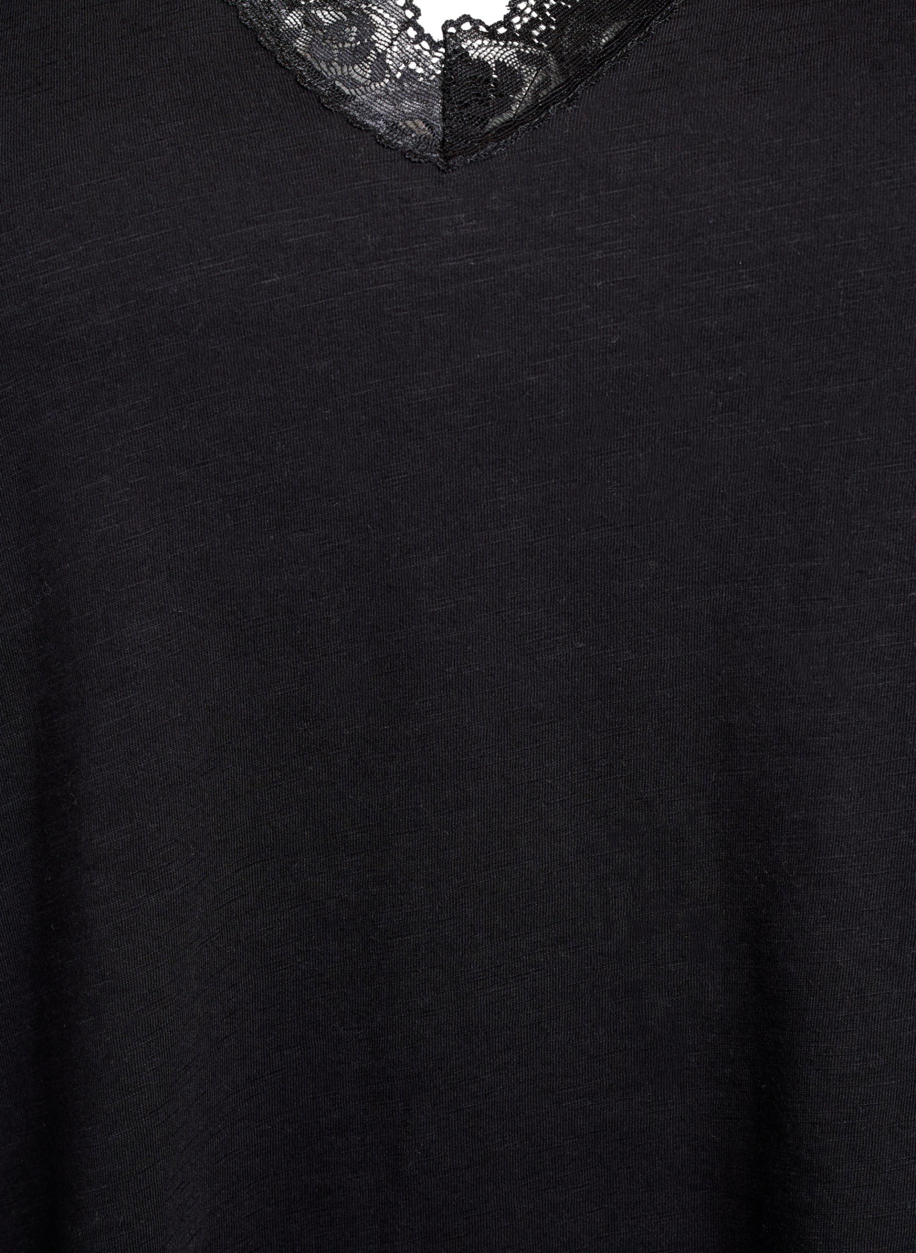 Zizzi T-Shirt Damen Baumwolle V-Ausschnitt Spitze große Größen