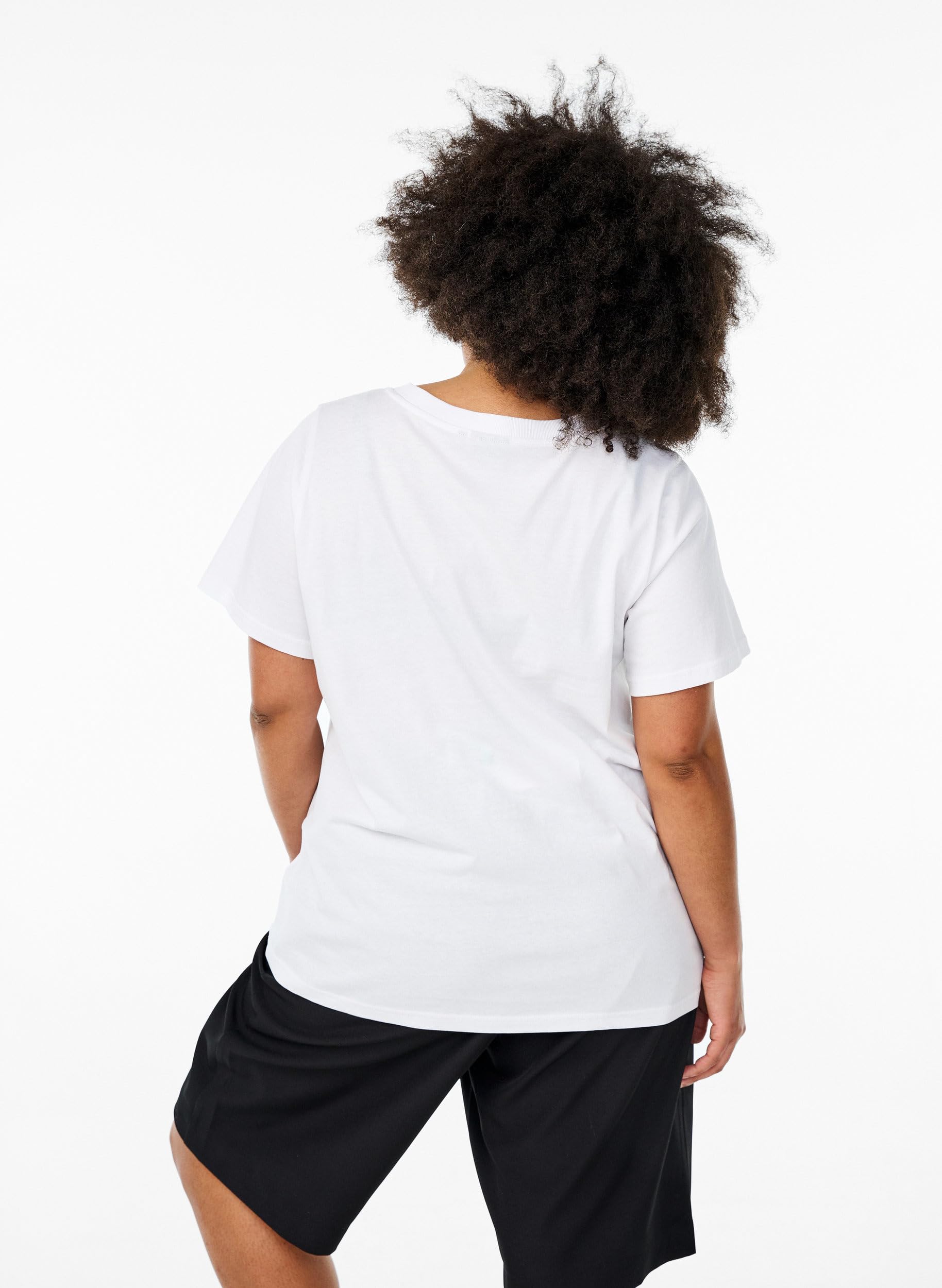 Zizzi T-Shirt Baumwolle V-Ausschnitt Shirt Schwarz 42-44