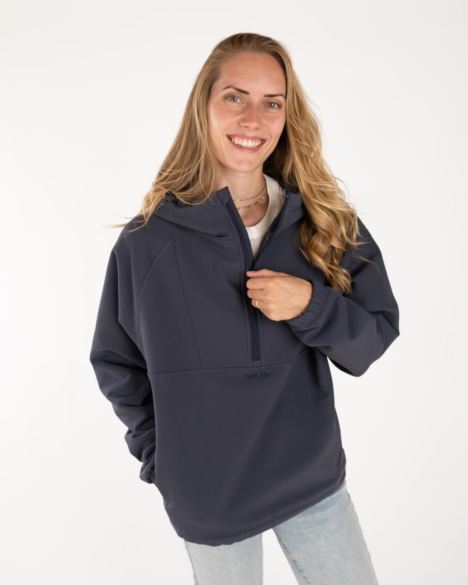 NIKIN TreeHoodie Quarter Zip Hoodie Dark Ink Stormfleece
