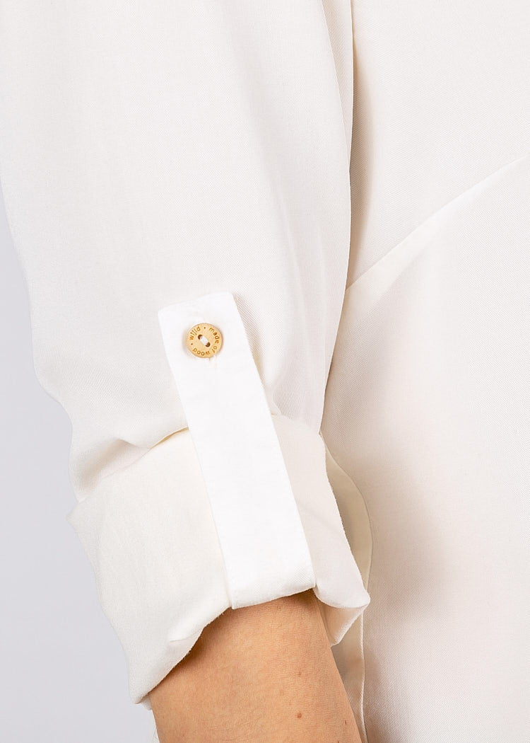 Wijld Bluse V-Ausschnitt Cream White Damenbluse Lyocell