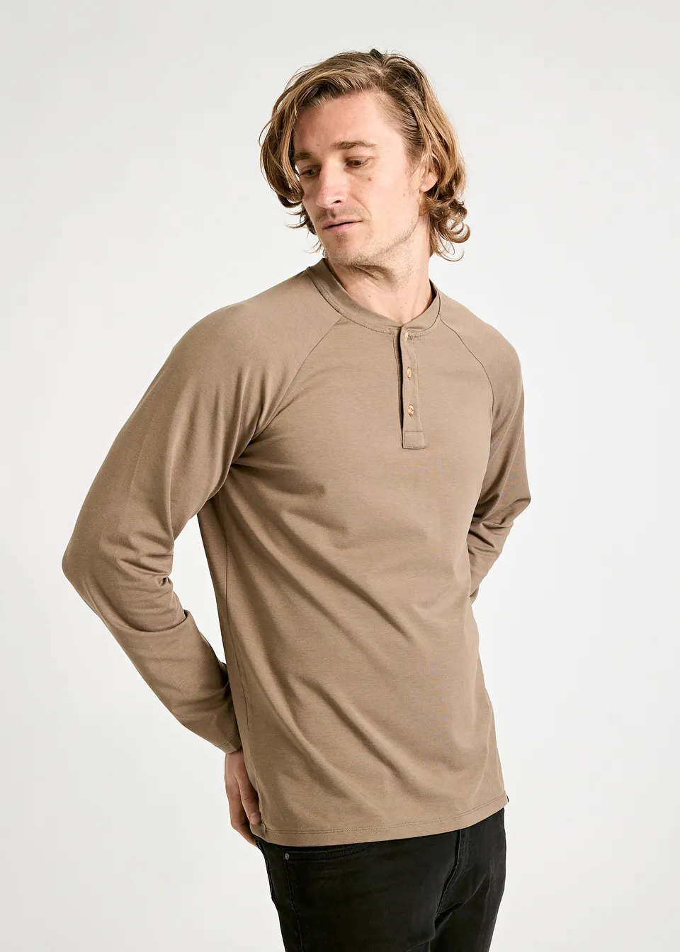 Wijld Fritz Langarmshirt Herren Shiitake Lyocell Bio-Baumwolle