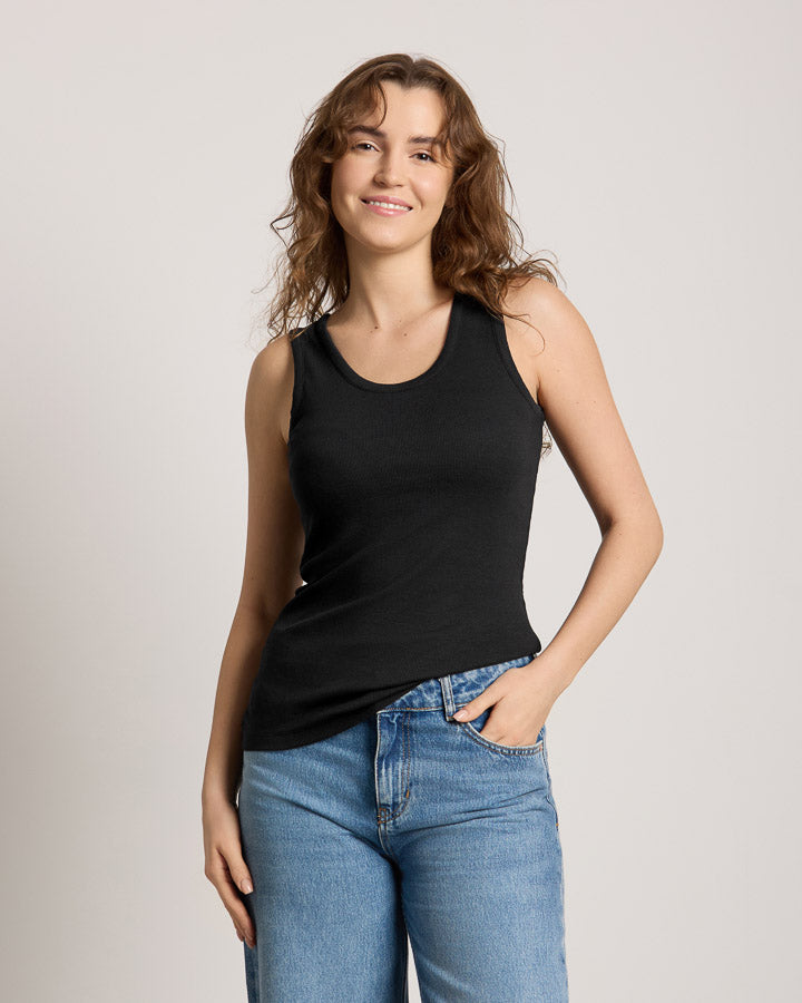 NIKIN TreeTop Women Top Schwarz Slim Fit Rib