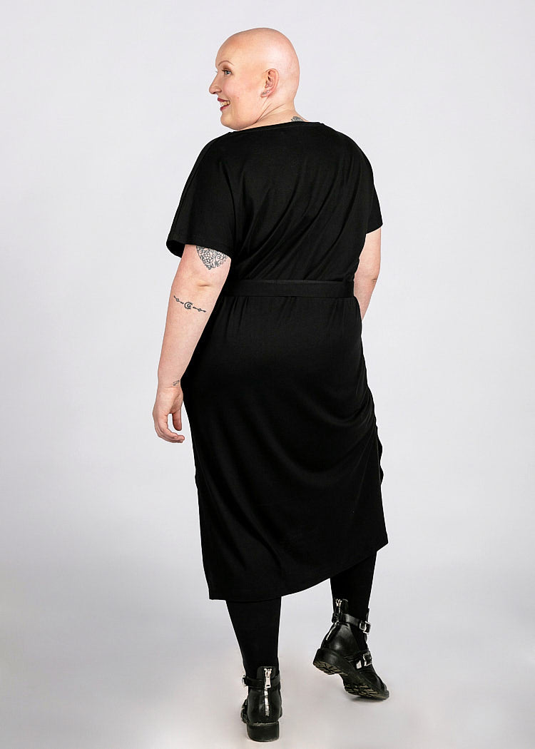 Wijld Midi-Kleid Damen Sommerkleid Black Lyocell