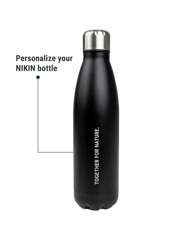 NIKIN TreeBottle Trinkflasche Schwarz graviert 500ml