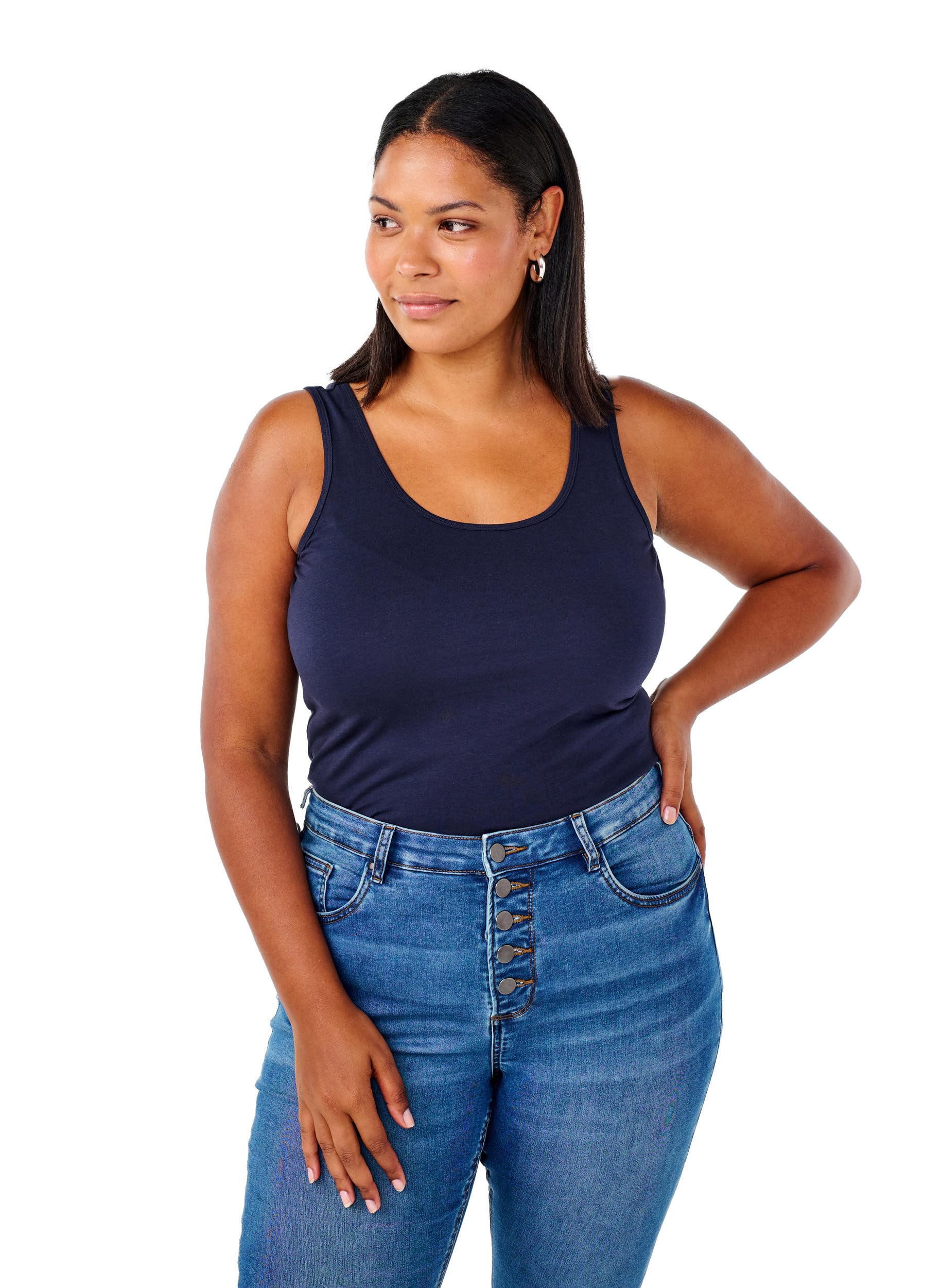 Zizzi Top Basic Baumwolle Schwarz Tanktop