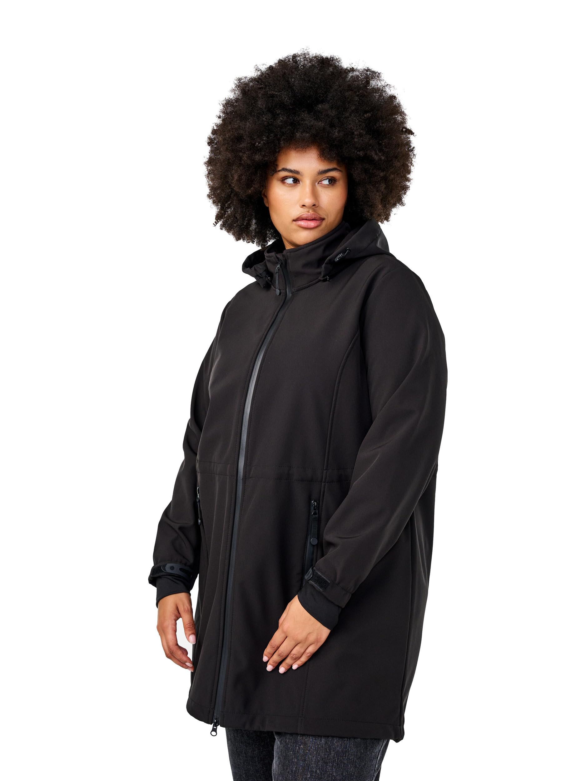 Zizzi Softshelljacke Lang Kapuze Fleece Winddicht 10.000 mm