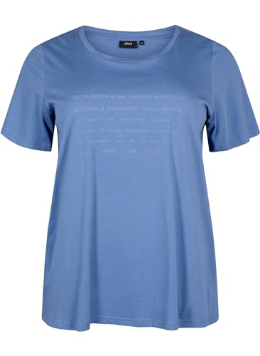 Zizzi T-Shirt Damen Baumwolle Rundhals Aufdruck Gr. 42-60
