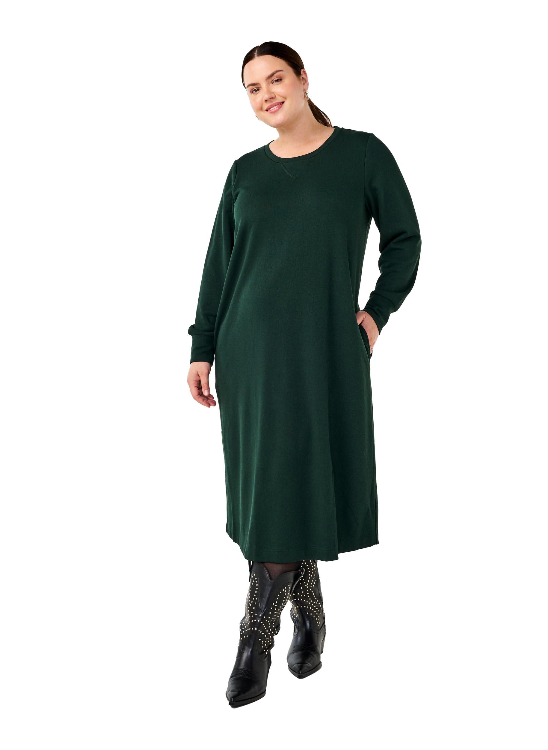 Zizzi Sweats Sweatshirtkleid Baumwollmix mit Taschen Große Größen