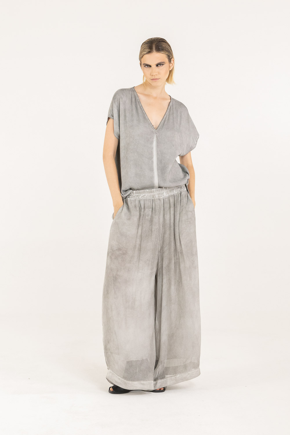Sanctamuerte Pantaloni Pantalone Palazzo Hose Viskose