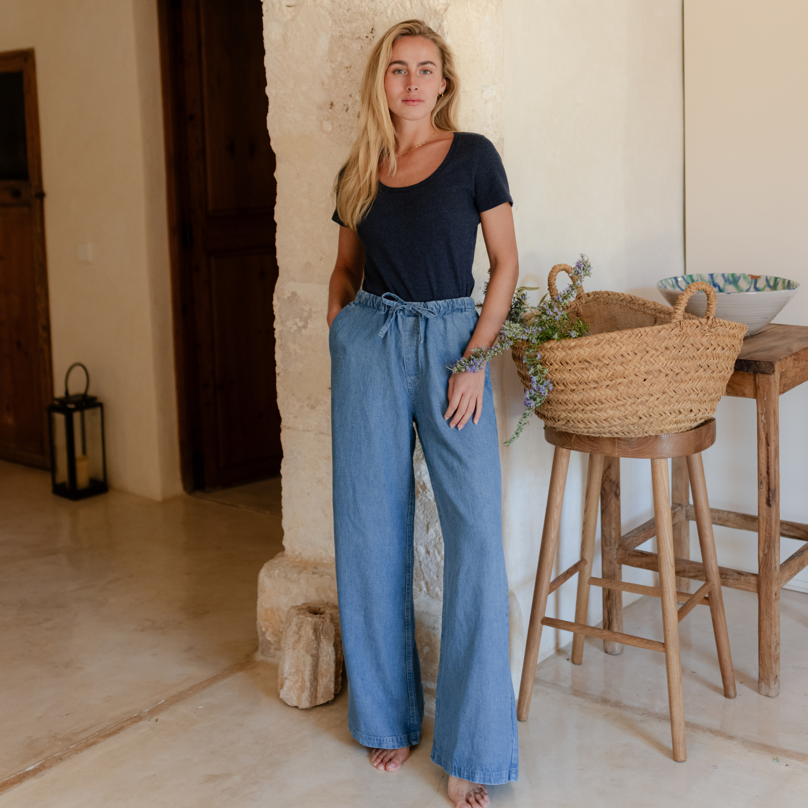 NORDLICHT Evi Ripp T-Shirt Blau – Bio-Baumwolle
