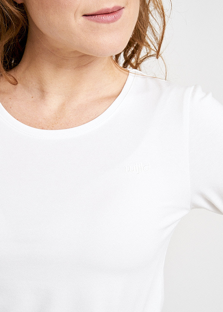 Wijld Maya Damen Langarmshirt Bright White Lyocell