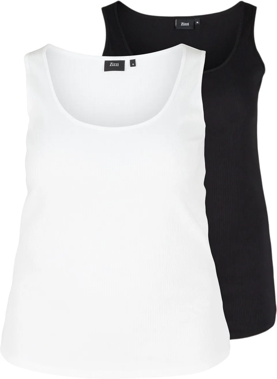 Zizzi T-Shirts Tanktop Damen 2er Pack Ripp Baumwolle