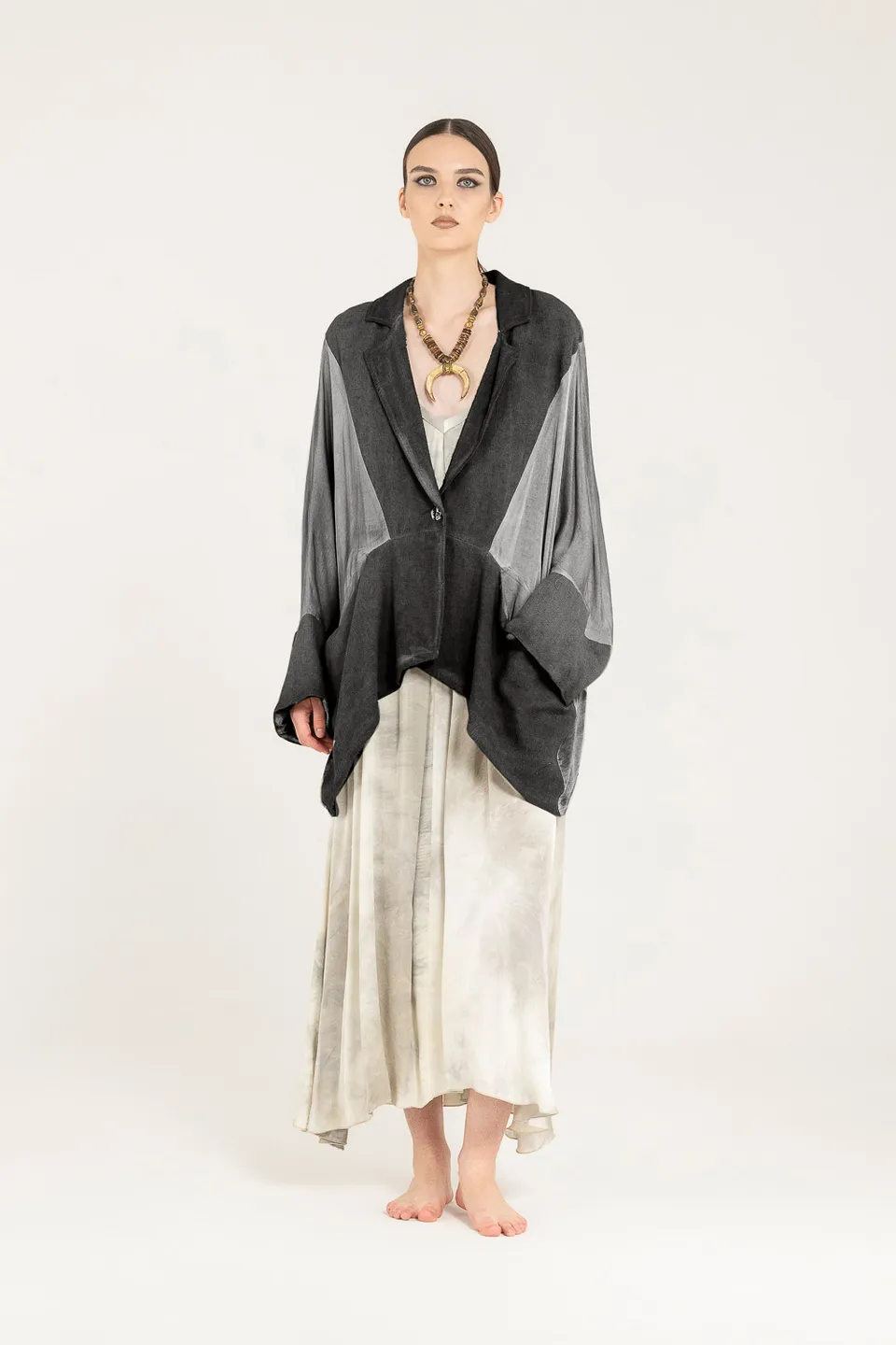 Sanctamuerte Capispalla Blazer Over Lungo Baumwolle-Satin