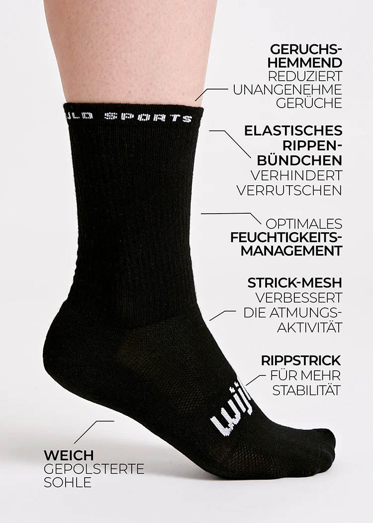 Wijld Woodsocks Tennissocken Sport Black Lyocell