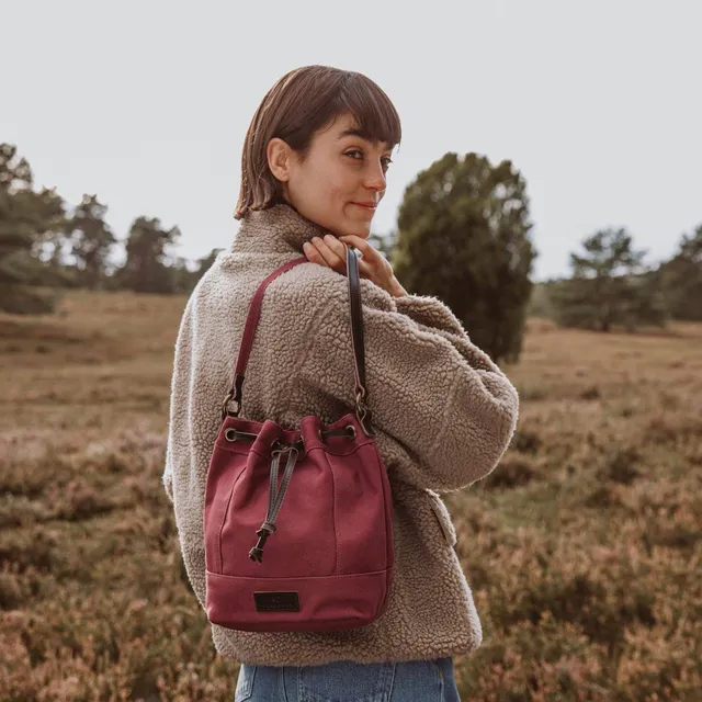 Nordlicht Janna XS Tasche Bordeaux Rot Leder Canvas
