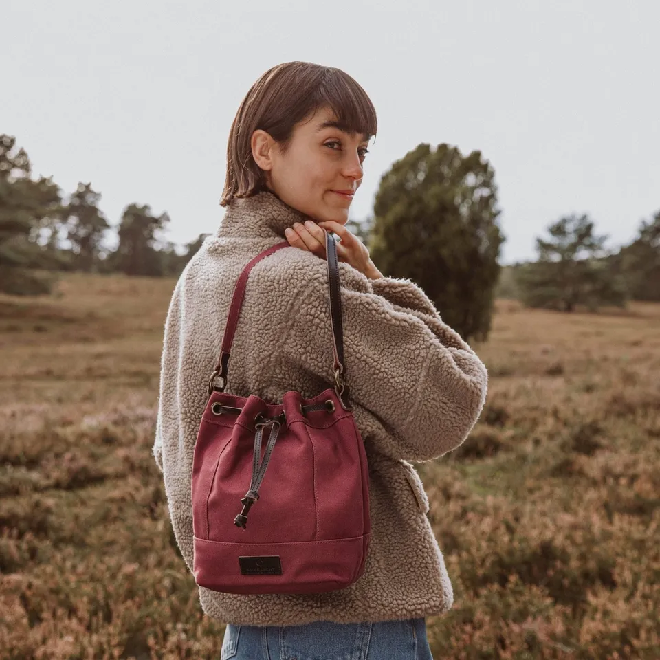 Nordlicht Janna XS Tasche Bordeaux Rot Leder Canvas