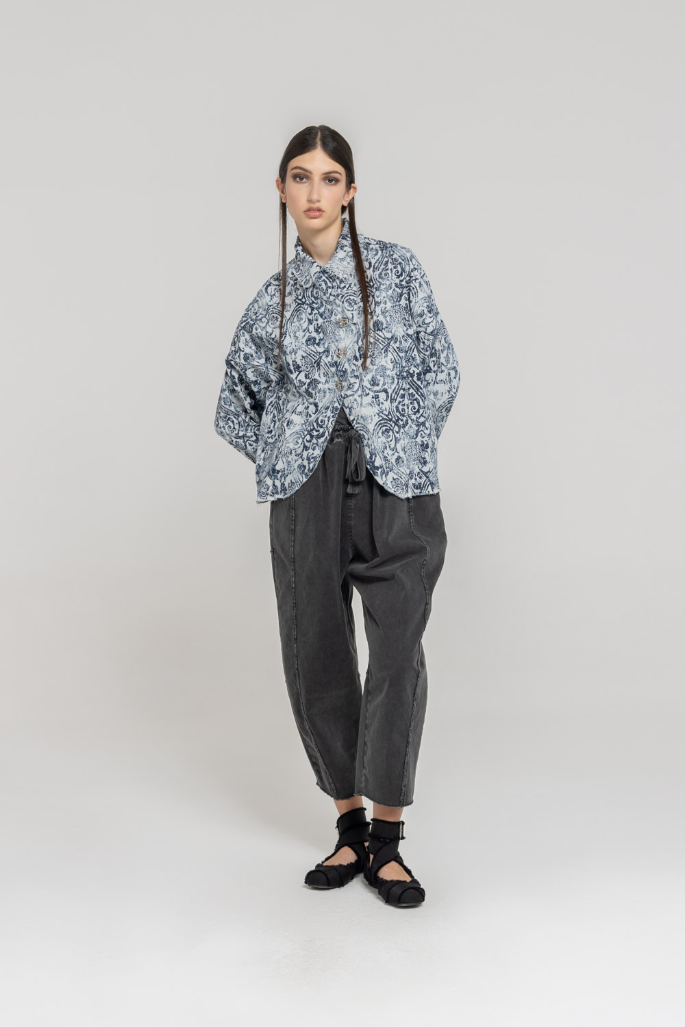 Sanctamuerte Capispalla Blazer Over Blazer Barockmuster Tencel