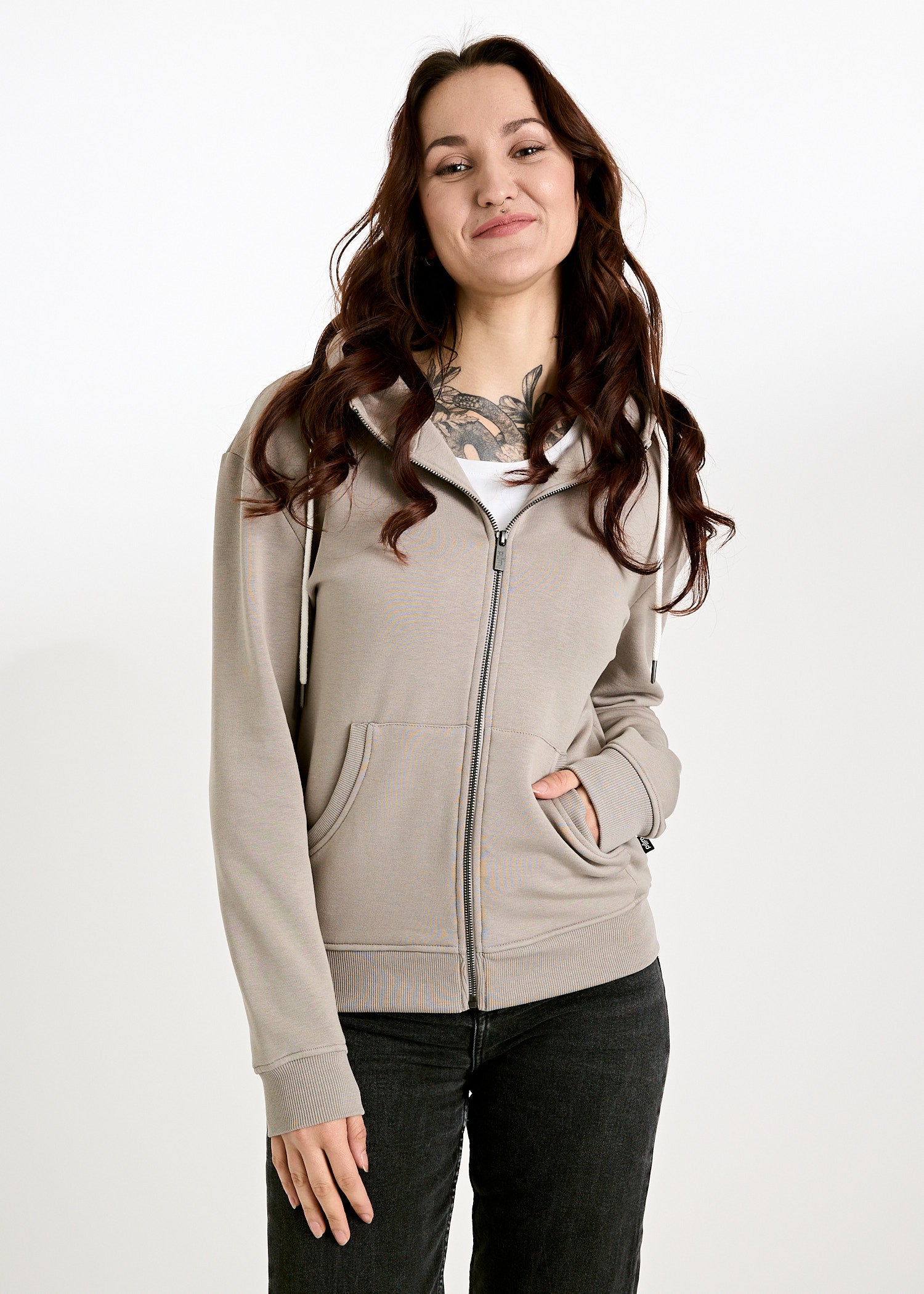 Wijld Sweatjacke Louisa Damen Kapuzenjacke Moon Rock Lyocell