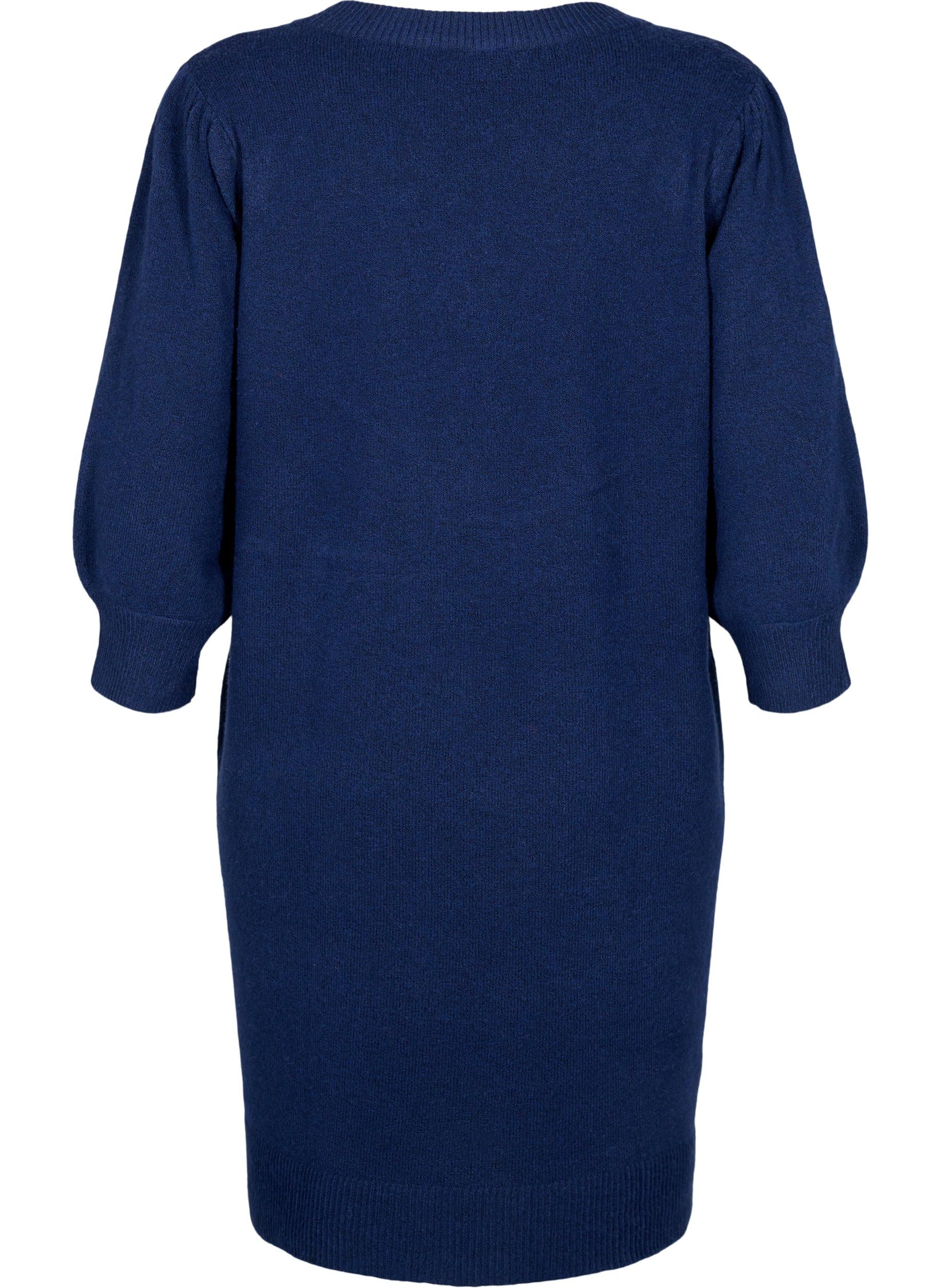 Zizzi Dresses Strickkleid Melange 3/4-Arm S 42/44
