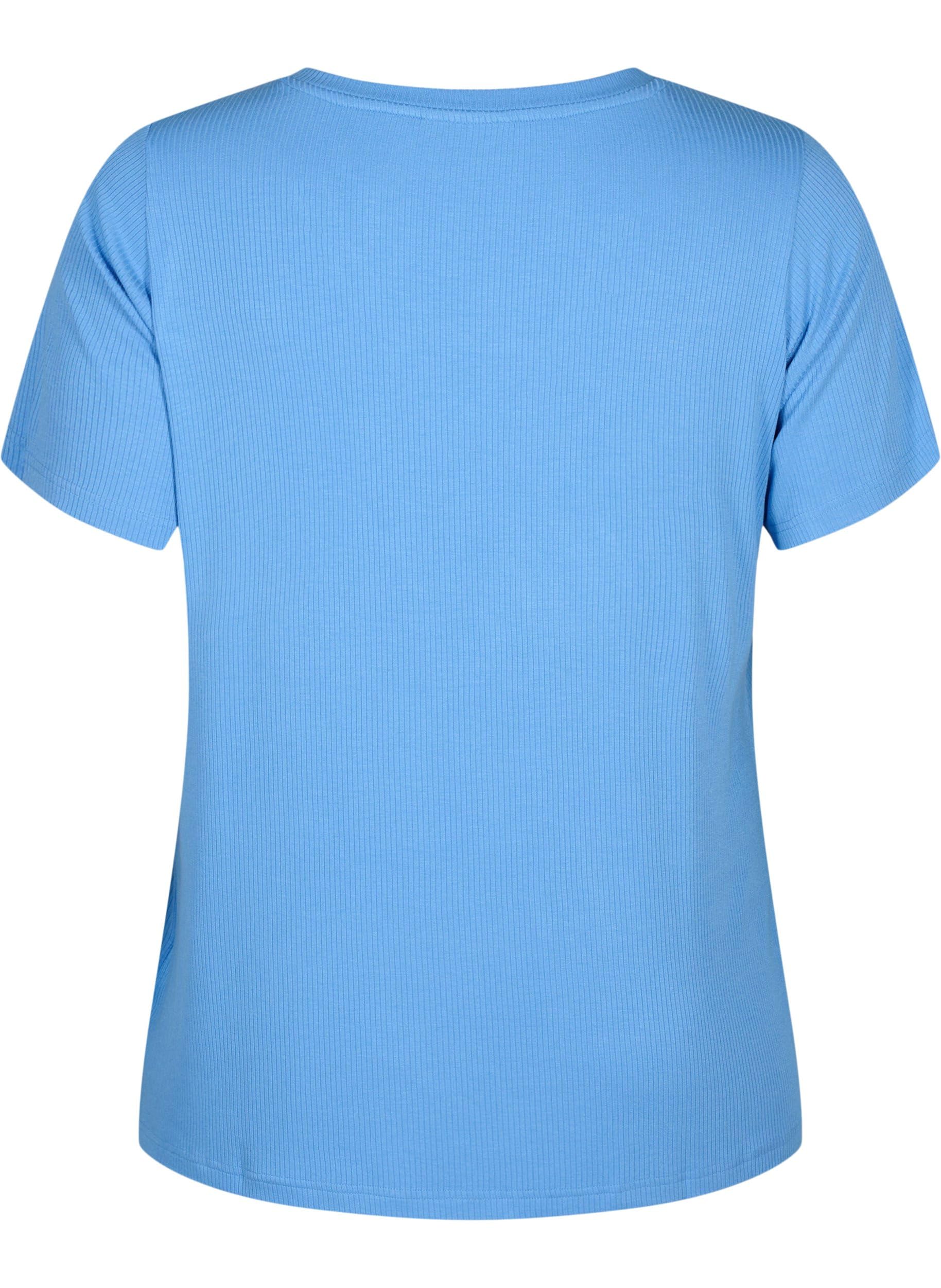 Zizzi T-Shirts T-Shirt Viskose Ripp V-Ausschnitt 42-60