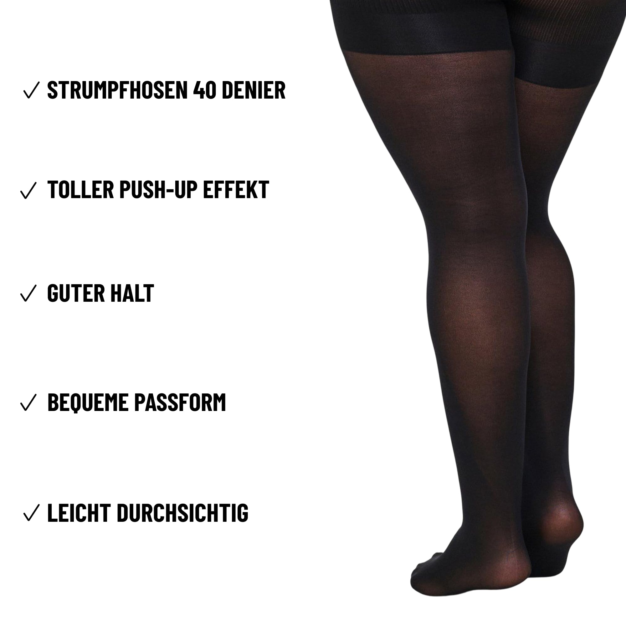 Zizzi Basics Strumpfhose 40 DEN Push-up Schwarz 42-46