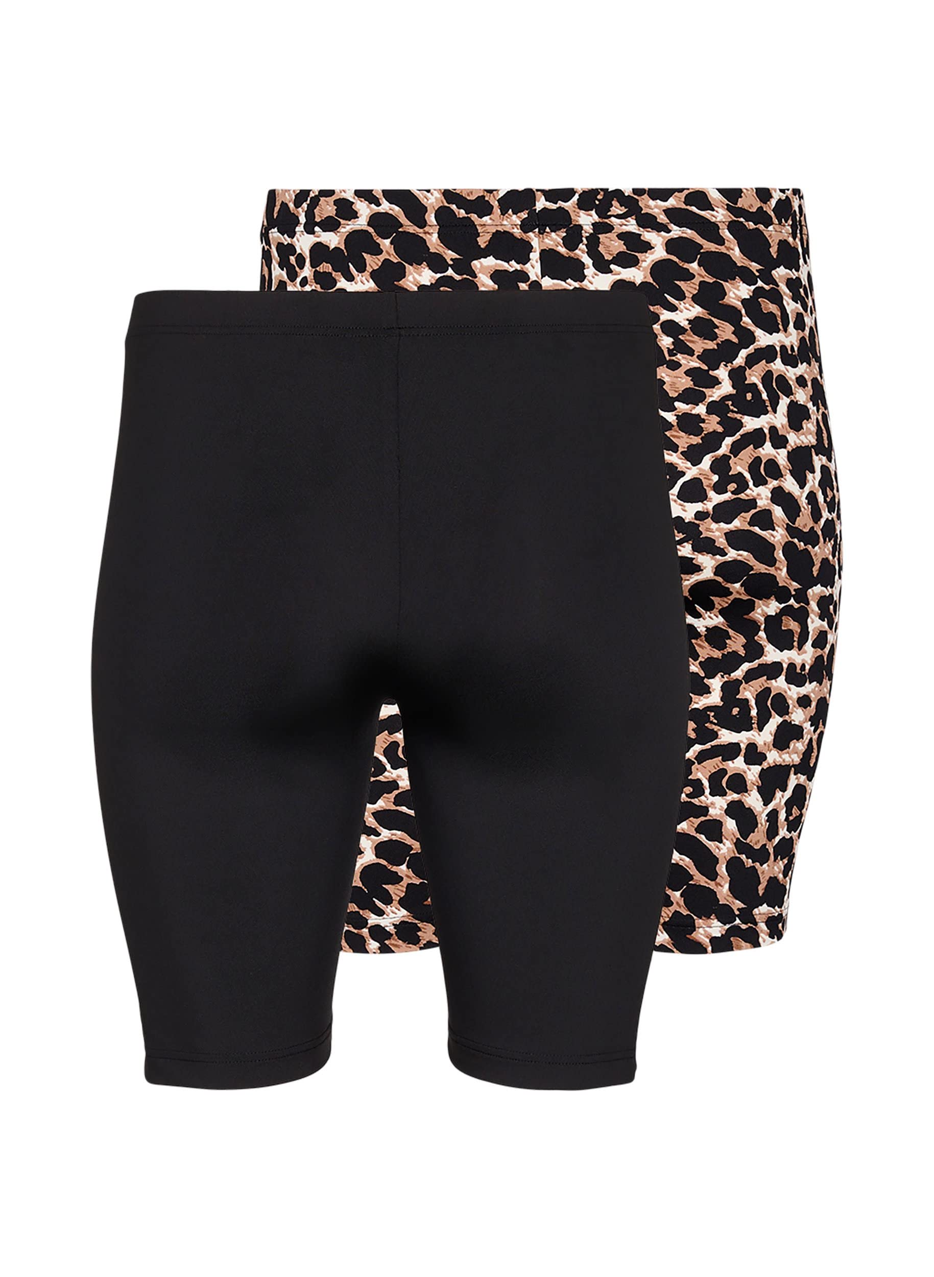 Zizzi Shorts Radler Shorts 2er-Pack Leoprint dehnbar