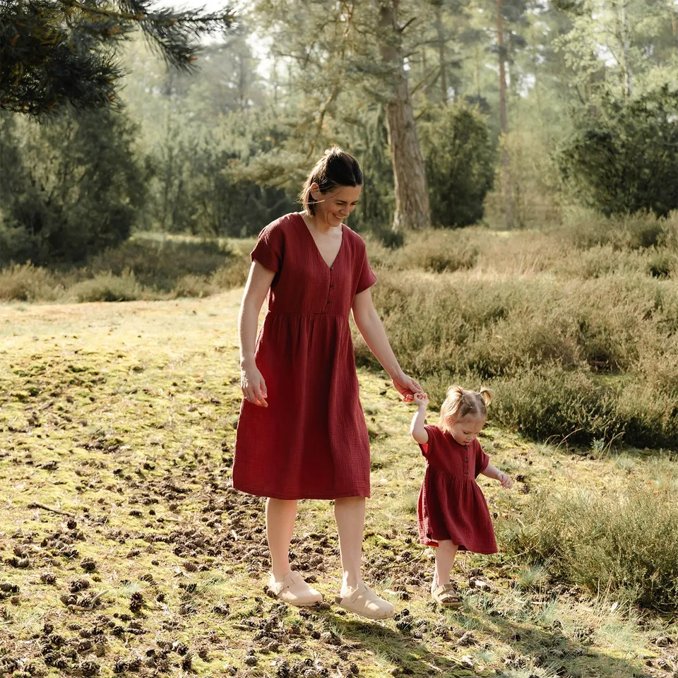 NORDLICHT Kleider Alma Kinder Musselin Kleid rot