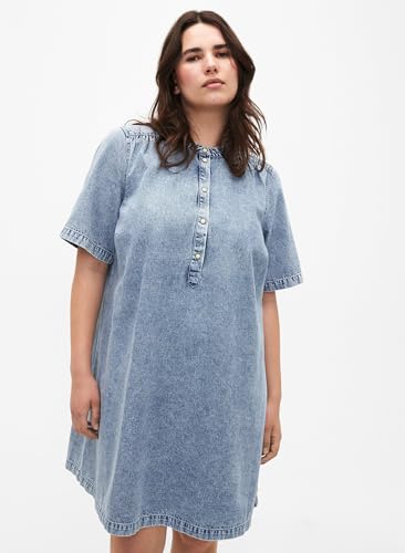 Zizzi Dresses Kleid Denim Kurzarm Baumwolle 42-60