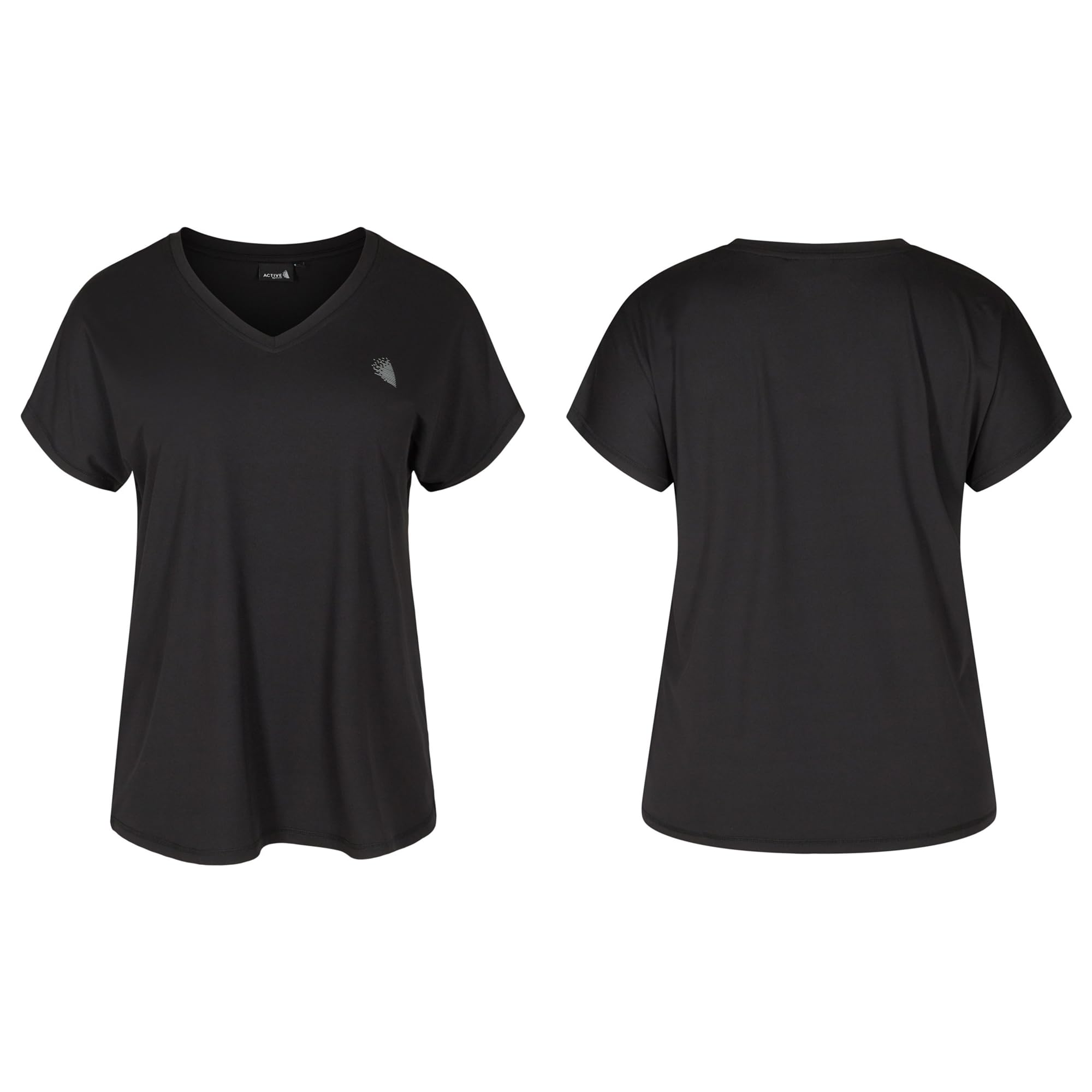Zizzi Activewear Sportshirt Damen schwarz 58-60 V-Ausschnitt