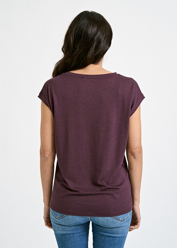 Wijld Woodshirt Elena Damen T-Shirt Purple lockerer Schnitt