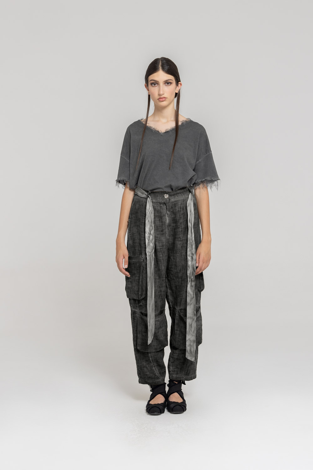 Sanctamuerte Pantaloni Cargo Hose Loose Fit Leinen