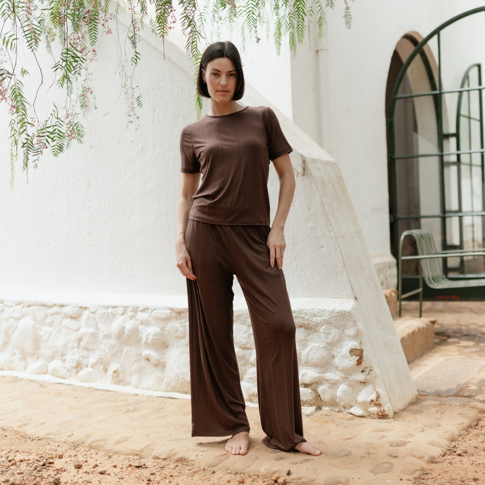 Nordlicht Lucy Fließende Weite Hose Tencel Braun
