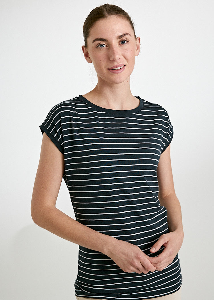 Wijld Elena Stripes Blue Damen Shirt aus Holz locker