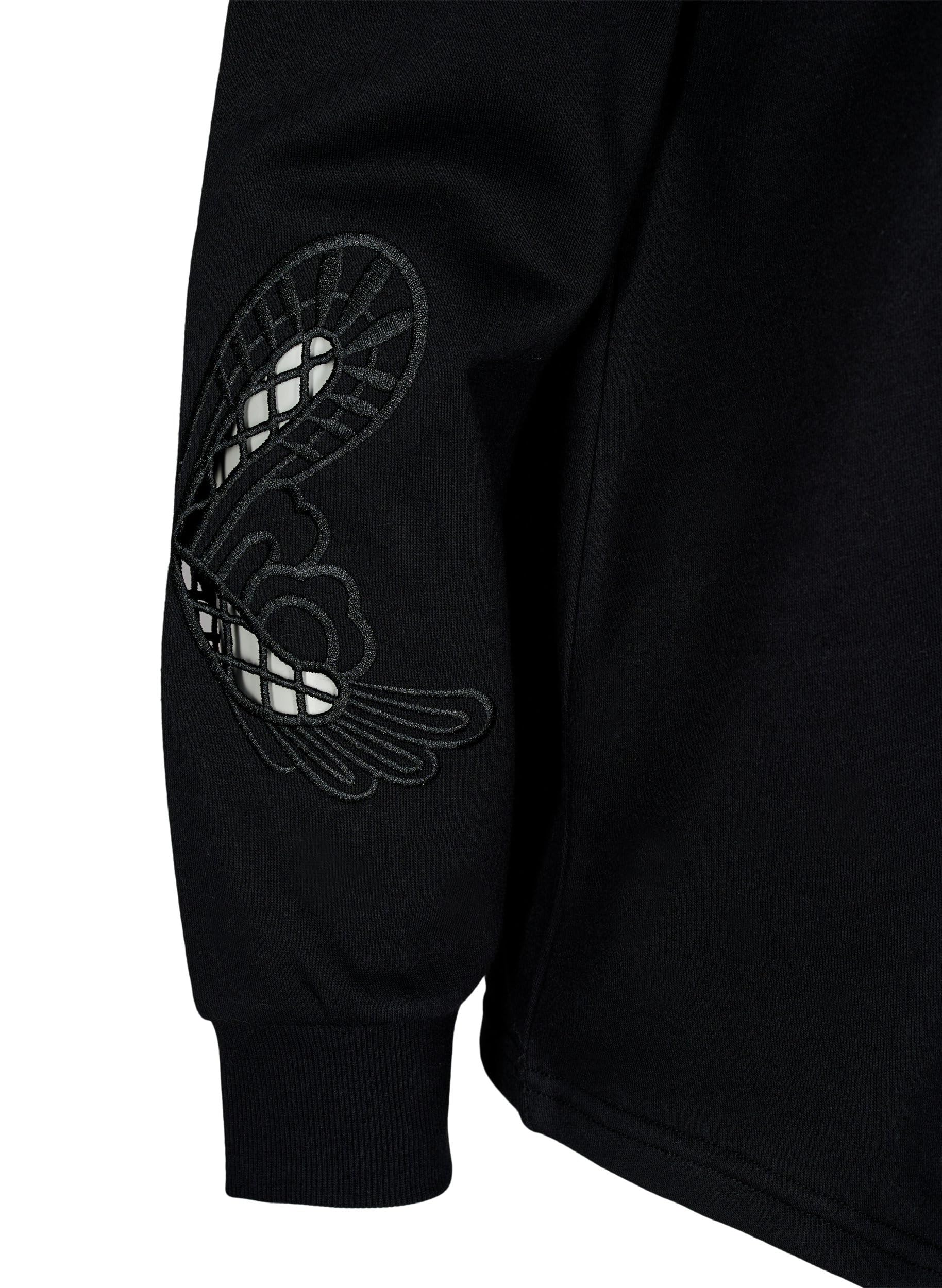 Zizzi Sweats Sweatshirt Stickerei Cut-Outs große Größen