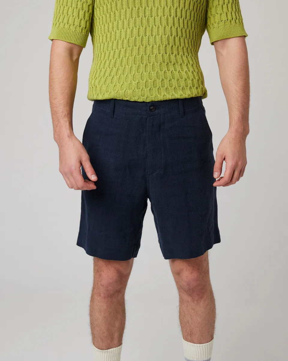 Peregrine Windsor Linen Shorts Navy M Leinen