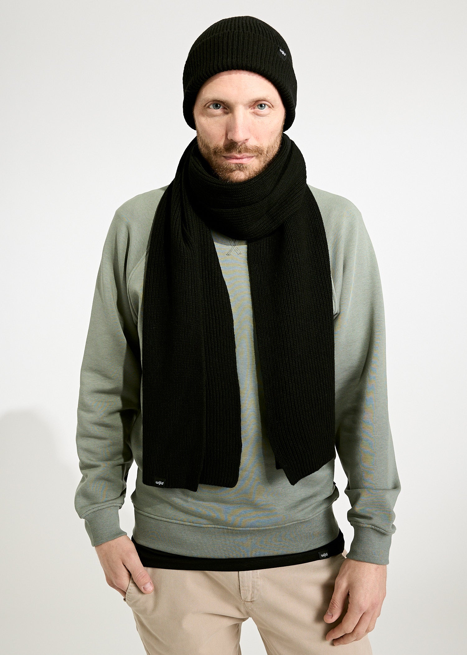 Wijld Kim Beanie Mütze Schwarz Recyclingwolle