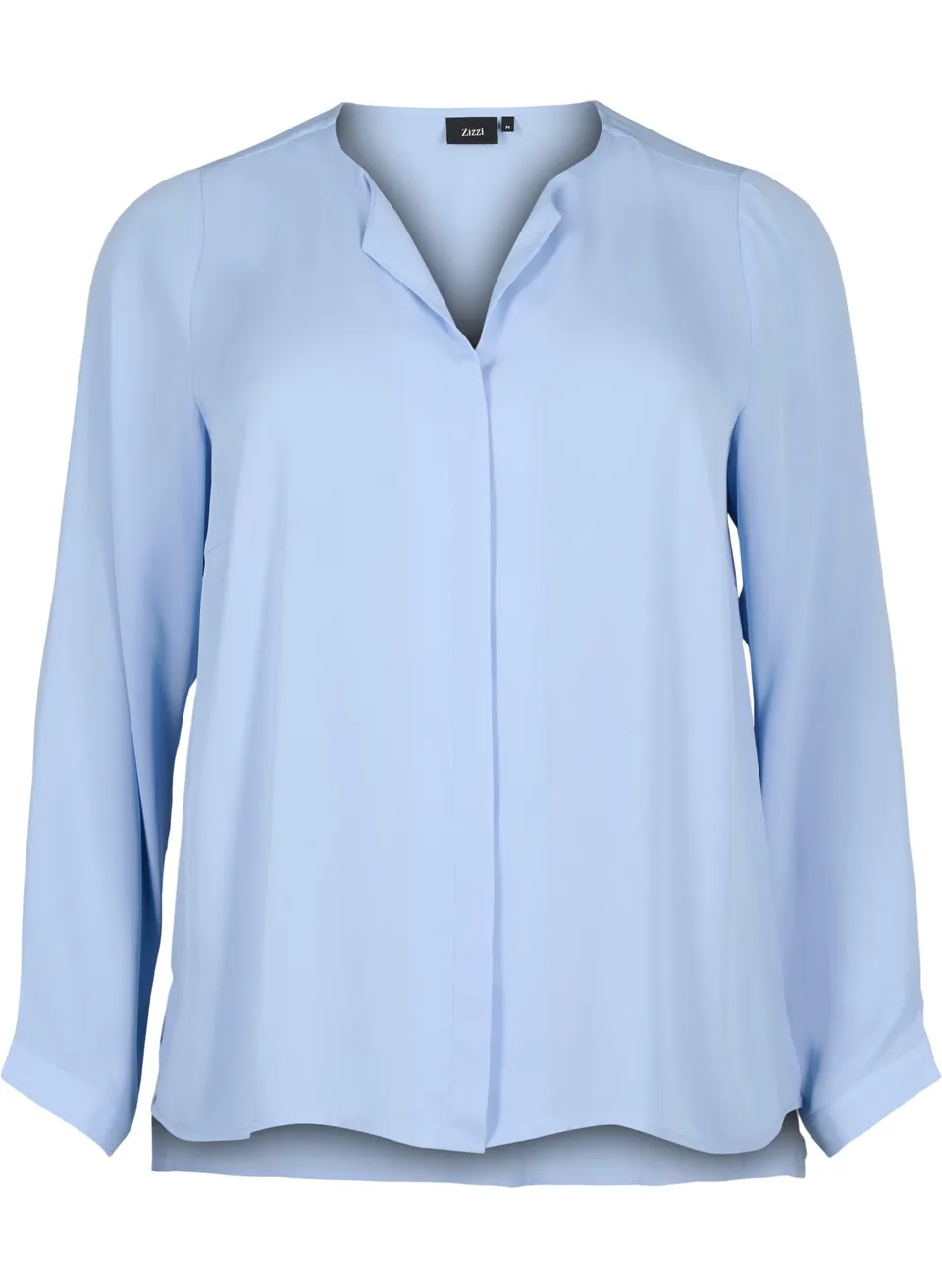 ZIZZI Shirt V-Ausschnitt Langarm Große Größen Hemd-Bluse