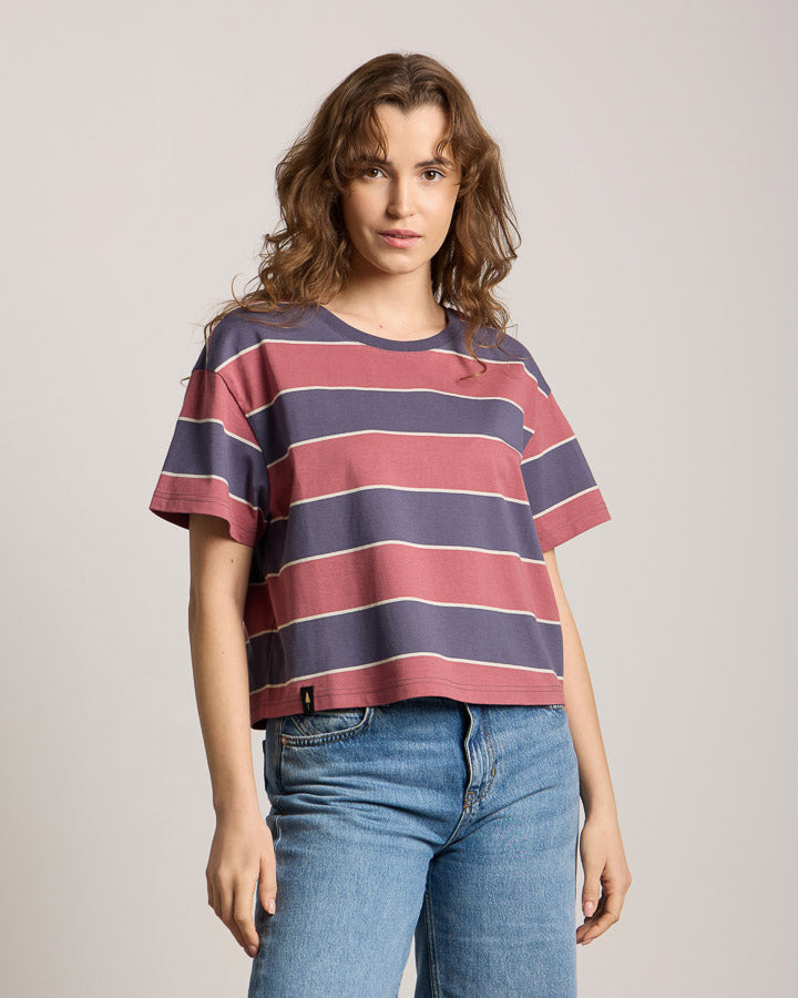 NIKIN TreeShirt Striped T-Shirt Dark Ink-Blush Oversize
