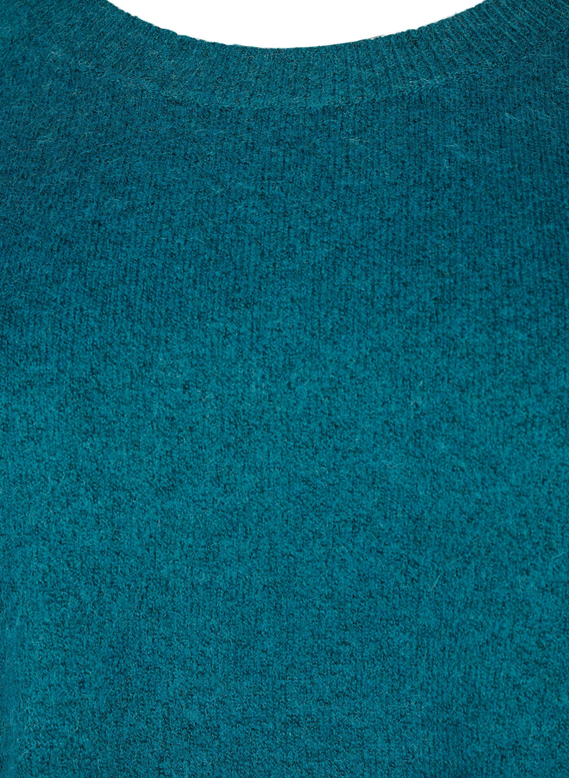 Zizzi Strickbluse Damen Rundhals Ripp Oversize