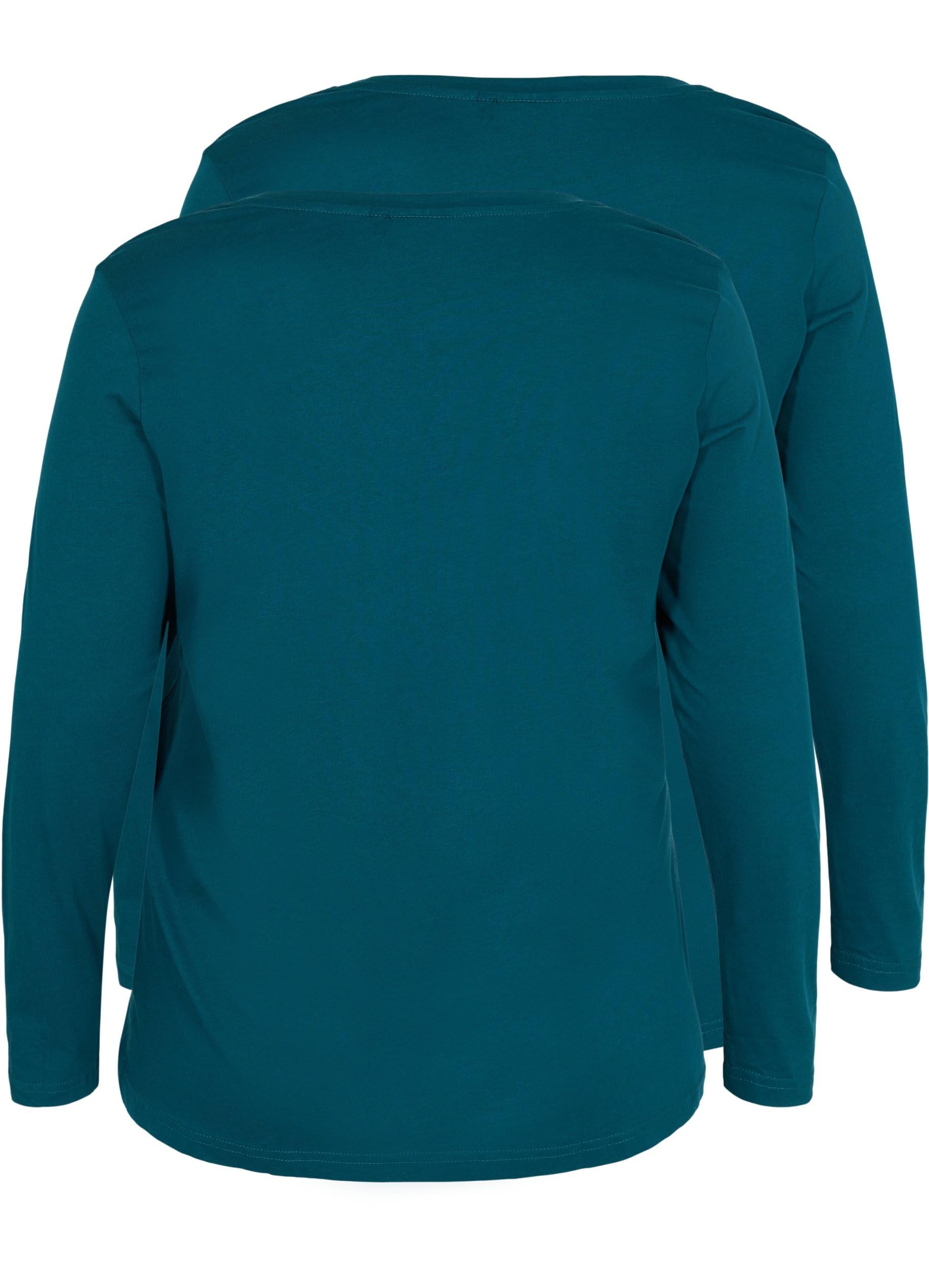 Zizzi Bluse Langarm 2er Pack Damen Baumwolle Rundhals