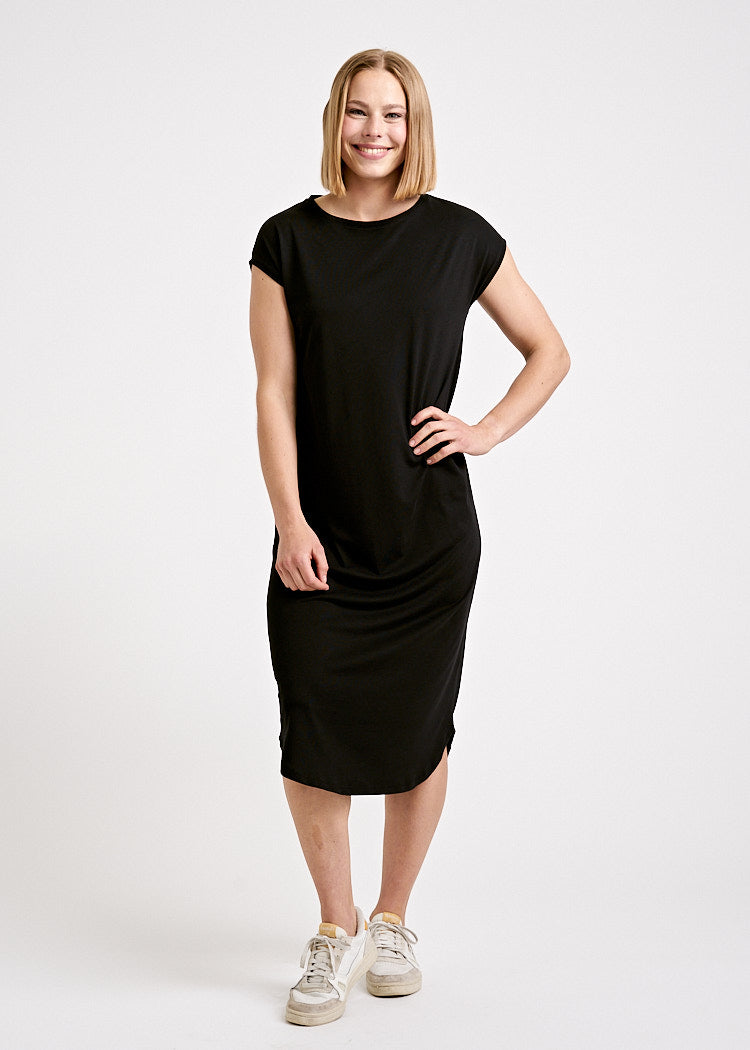 Wijld Kimono Midi-Kleid Black Damenkleid schwarz Lyocell Bio