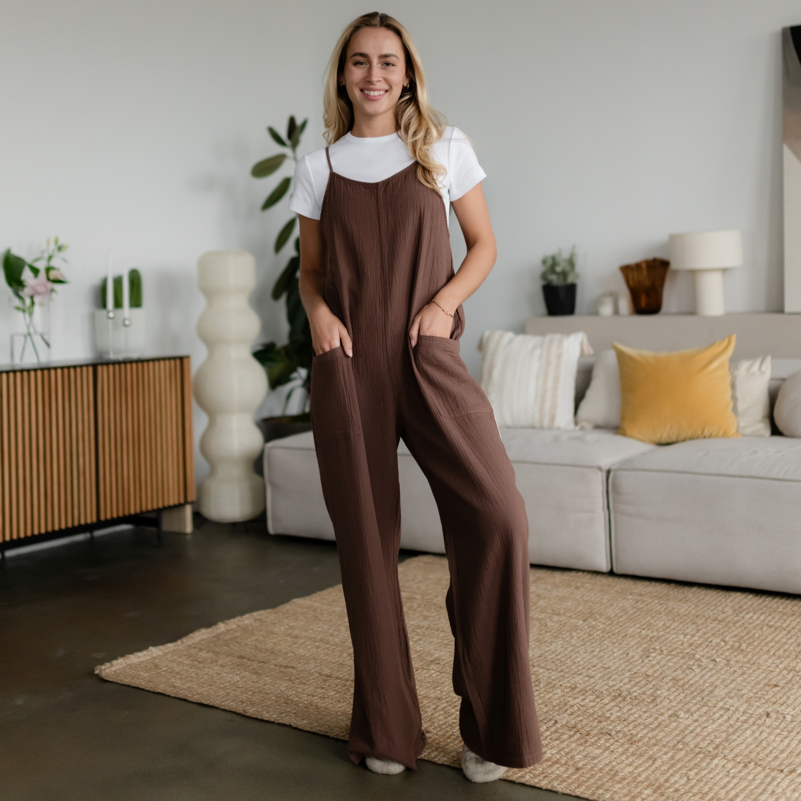 NORDLICHT Jumpsuits Bente Musselin Jumpsuit Braun M